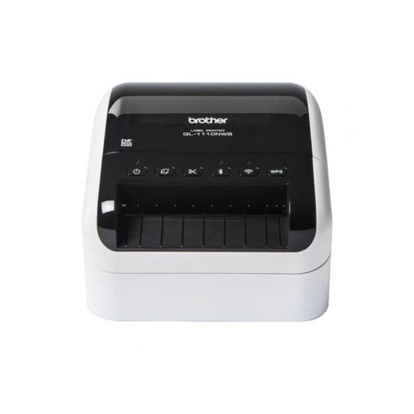 Impresora de Etiquetas Brother QL-1110NWBC/ Térmica/ Ancho etiqueta 103mm/ USB-WIFI-Bluetooth-Ethernet/ Blanca y Negra