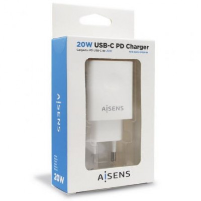 Cargador de Pared Aisens ASCH-1PD20-W/ 1xUSB Tipo-C/ 20W