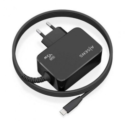 Cargador Gan de Pared Aisens ASCH-1PD45WL032-BK/ 1xUSB Tipo-C + Cable 1.8m/ 45W