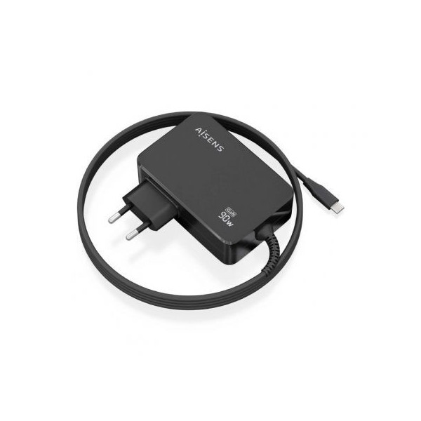 Cargador Gan de Pared Aisens ASCH-1PD90WL034-BK/ 1xUSB Tipo-C + Cable 1.8m/ 90W