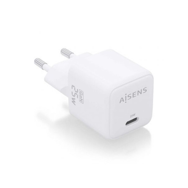 Cargador Gan de Pared Aisens ASCH-25W1P012-W/ 1xUSB Tipo-C/ 25W