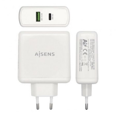 Cargador de Pared Aisens ASCH-2PD30QC-W/ 1xUSB Tipo-C/ 1x USB/ 48W