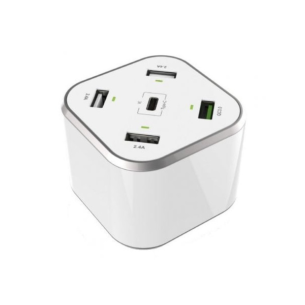 Cargador de Mesa Aisens ASCH-5PQC-W/ 1xUSB Tipo-C/ 4xUSB/ 48W