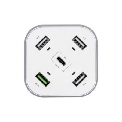 Cargador de Mesa Aisens ASCH-5PQC-W/ 1xUSB Tipo-C/ 4xUSB/ 48W