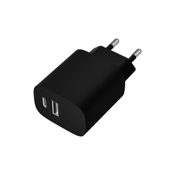 Cargador de Pared Leotec LECSPH20W2K/ 1xUSB Tipo-C/ 1xUSB/ 20W