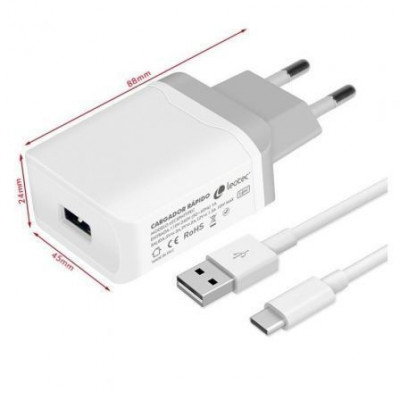 Cargador de Pared Leotec LECSPHTYPEC/ 1xUSB + Cable USB a USB Tipo-C/ 18W