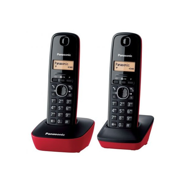 Teléfono Inalámbrico Panasonic KX-TG1612/ Pack DUO/ Negro y Rojo