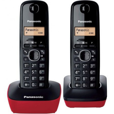 Teléfono Inalámbrico Panasonic KX-TG1612/ Pack DUO/ Negro y Rojo