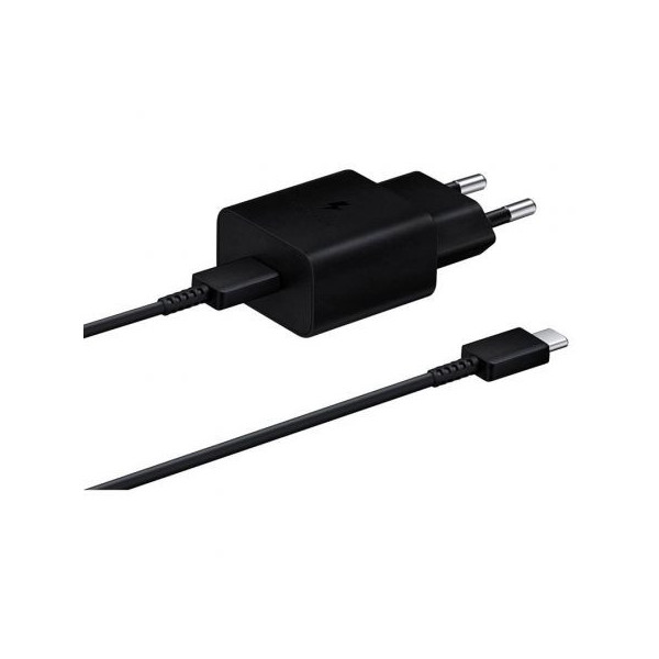 Cargador de Pared Samsung EP-T1510XBEGEU/ 1xUSB Tipo-C + Cable USB Tipo-C/ 15W