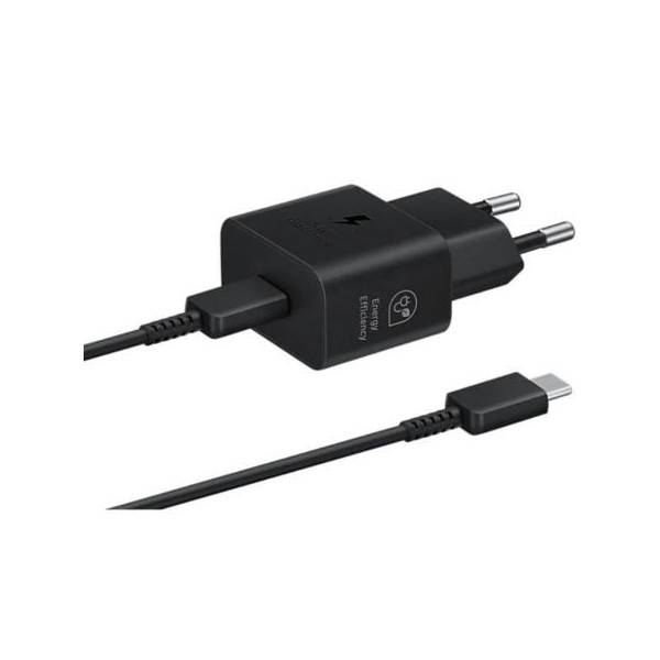 Cargador de Pared Samsung EP-T2510XBEGEU/ 1xUSB Tipo-C + Cable USB Tipo-C/ 25W