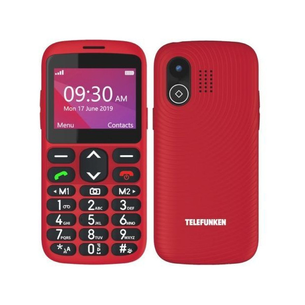 Teléfono Móvil Telefunken S520 para Personas Mayores/ Rojo