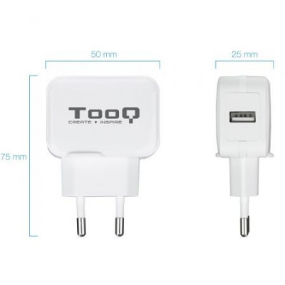 Cargador de Pared TooQ TQWC-1S01WT/ 1xUSB/ 12W/ Blanco