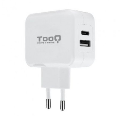 Cargador de Pared TooQ TQWC-2SC02WT/ 1xUSB Tipo-C/ 1x USB/ 27W