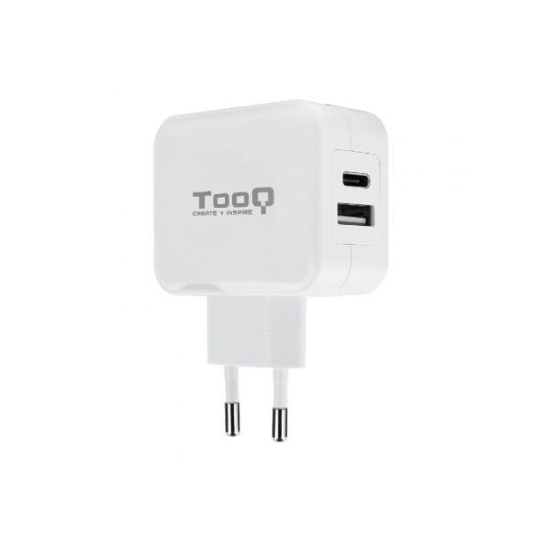 Cargador de Pared TooQ TQWC-2SC02WT/ 1xUSB Tipo-C/ 1x USB/ 27W