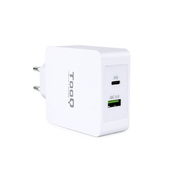 Cargador de Pared TooQ TQWC-2SC03WT/ 1xUSB Tipo-C/ 1xUSB/ 48W