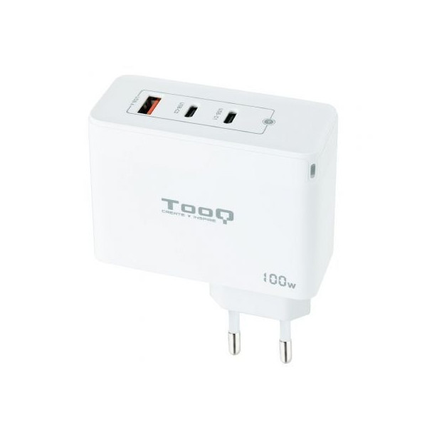 Cargador de Pared TooQ TQWC-GANQC2PD100W/ 2xUSB Tipo-C/ 1xUSB/ 100W