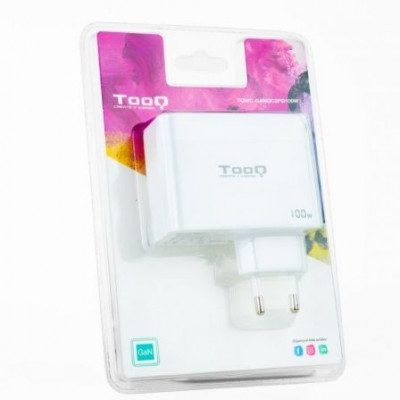 Cargador de Pared TooQ TQWC-GANQC2PD100W/ 2xUSB Tipo-C/ 1xUSB/ 100W