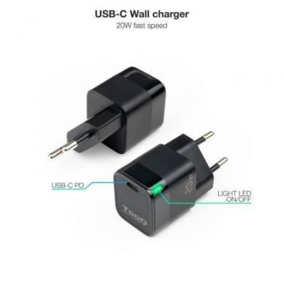 Cargador de Pared TooQ TQWC-PD20/ 1xUSB Tipo-C/ 20W