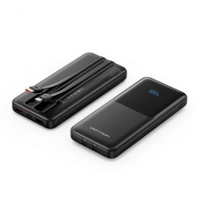 Powerbank 10000mAh Vention FHOB0/ 22.5W/ Negra/ Incluye Cable USB TIpo-C y Lightning