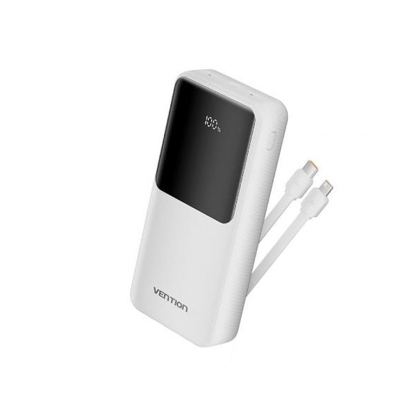 Powerbank 20000mAh Vention FHPW0/ 22.5W/ Blanca/ Incluye Cable USB TIpo-C y Lightning