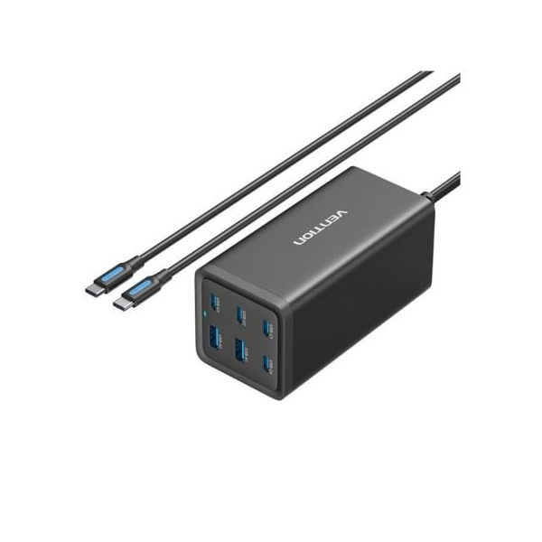 Cargador de Pared Vention FENB0-EU/ 4xUSB Tipo-C/ 2xUSB/ 200W