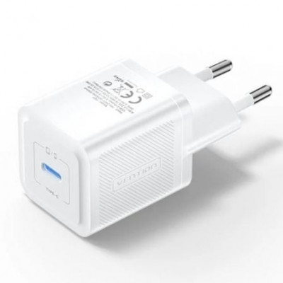 Cargador Gan de Pared Vention FEPW0-EU/ 1xUSB Tipo-C/ 20W