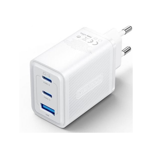 Cargador Gan de Pared Vention FERW0-EU/ 2xUSB Tipo-C/ 1xUSB/ 65W