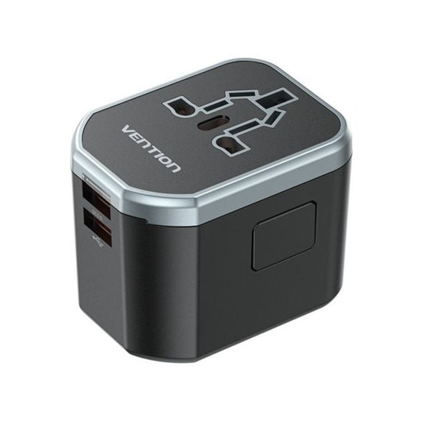 Cargador de Pared Universal Vention FJCB0/ Toma de Corriente Universal/ 1xUSB Tipo-C/ 2xUSB/ 20W