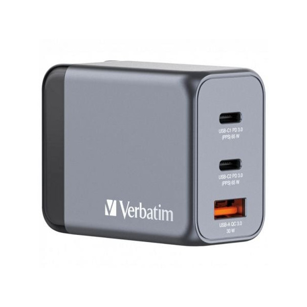 Cargador de Pared Universal Verbatim GNC-65/ 2xUSB Tipo-C/ 1xUSB/ 65W