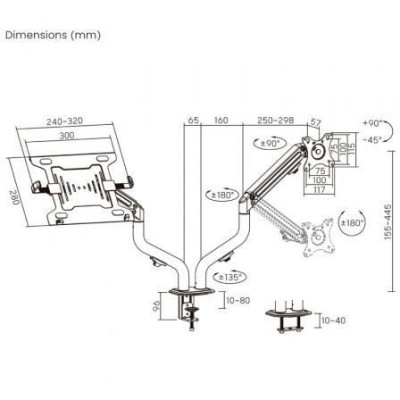 Soporte de Mesa Orientable/ Inclinable DTL32TSR-195 para TV y Portátil de 17-32"