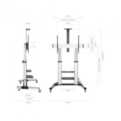 Soporte de Pie Inclinable con Ruedas y Manivela Aisens FT100TE-125 para TV 60-100"/ hasta 100kg