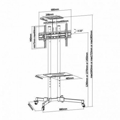 Soporte de Pie Inclinable con Ruedas Aisens FT70TE-035 para TV de 37-70"/ hasta 50kg