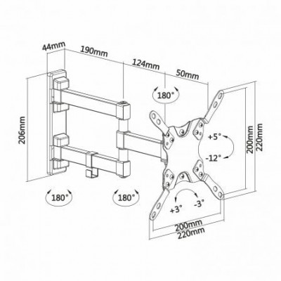 Soporte de Pared Extensible/ Giratorio/ Inclinable/ Nivelable Aisens WT42TSLE-011 para TV de 13-42"/ hasta 20kg