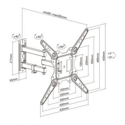 Soporte de Pared Giratorio/ Inclinable/ Aisens WT55TSE-153 para TV de 23-55"/ hasta 30kg