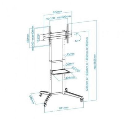 Soporte de Pie Inclinable con Ruedas Tooq FS1170M-B para TV de 37-70"/ hasta 50kg