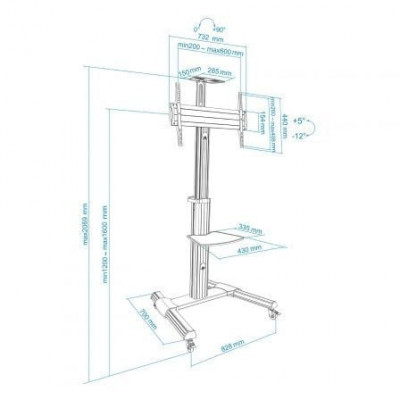 Soporte de Pie Tooq FS1870M-B para TV de 37-70"/ hasta 50kg