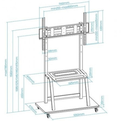 Soporte de Pie con Ruedas TooQ FS20101M-B para TV de 37-100"/ hasta 150kg