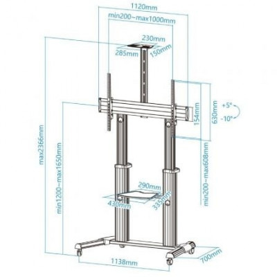 Soporte de Pie Tooq FS20300M-B para TV de 60-100"/ hasta 100kg