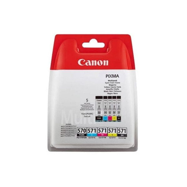 Cartucho de Tinta Original Canon PGI-570BK + CLI-571Multipack/ Cian/ Magenta/ Amarillo/ Negro