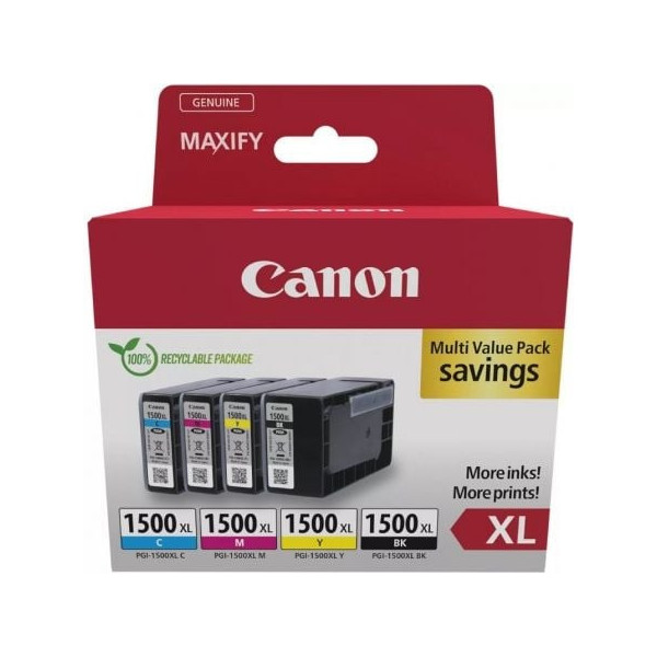 Cartucho de Tinta Original Canon PGI-1500XL Multipack Alta Capacidad/ Cian/ Magenta/ Amarillo/ Negro