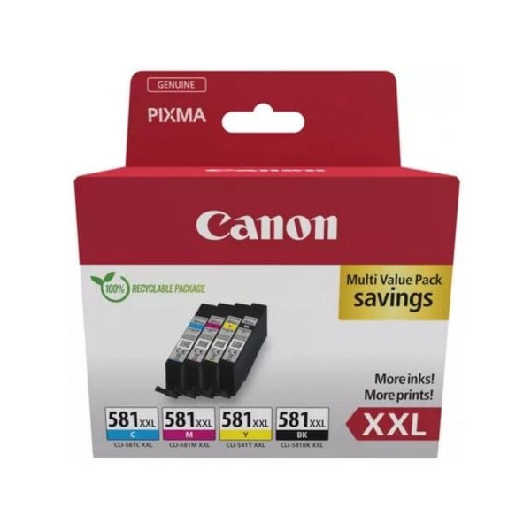 Cartucho de Tinta Original Canon CLI-581XXL Multipack Alta Capacidad/ Cian/ Magenta/ Amarillo/ Negro