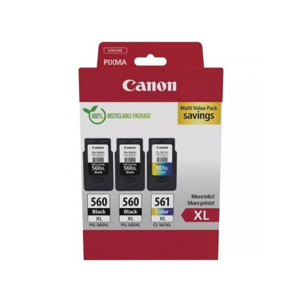 Cartucho de Tinta Original Canon PG-560XL + CL-561XL Multipack Alta Capacidad/ 2x Negro/ Tricolor