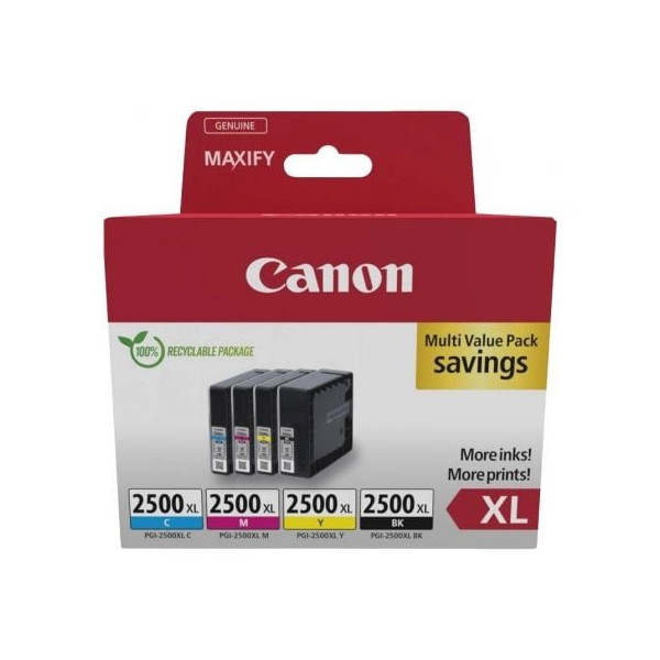 Cartucho de Tinta Original Canon PGI-2500 XL Multipack Alta Capacidad/ Cian/ Magenta/ Amarillo/ Negro