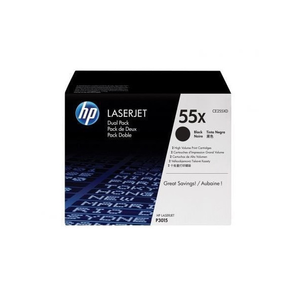 Tóner Original HP nº55X XL Alta Capacidad Multipack/ 2x Negro