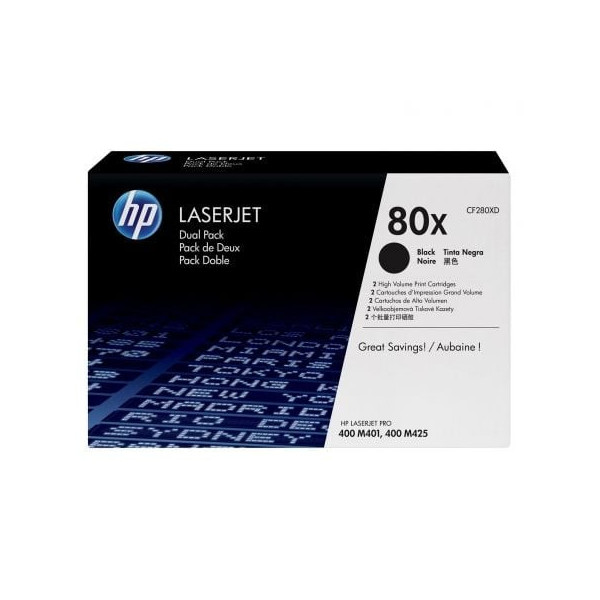 Tóner Original HP nº80X XL Alta Capacidad Multipack/ 2x Negro