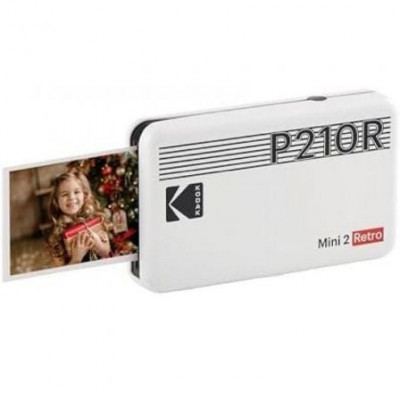 Impresora Portátil Fotográfica Kodak Mini 2 Retro/ Tamaño Foto 53.3x86.3mm/ Incluye 2x Papel Fotográfico/ Blanco