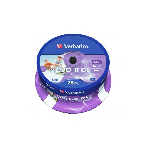 DVD+R Doble Capa Verbatim 8X/ Tarrina-25uds