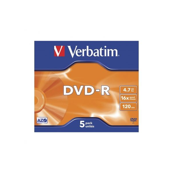 DVD-R Verbatim Advanced AZO 16X/ Caja-5uds