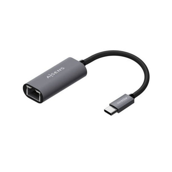 Adaptador USB Tipo-C Aisens A109-0709/ USB Tipo-C Macho - RJ45 Hembra/ 1000Mbps/ 15cm/ Gris