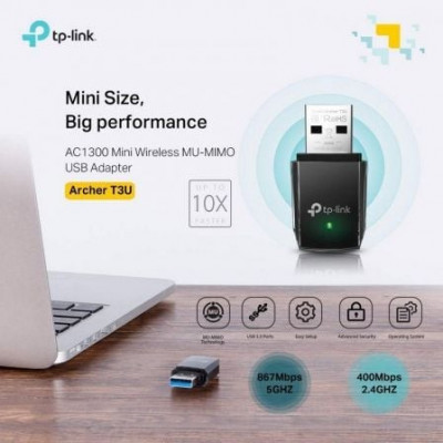 Mini Adaptador USB - WiFi TP-Link Archer T3U AC1300/ 1300Mbps